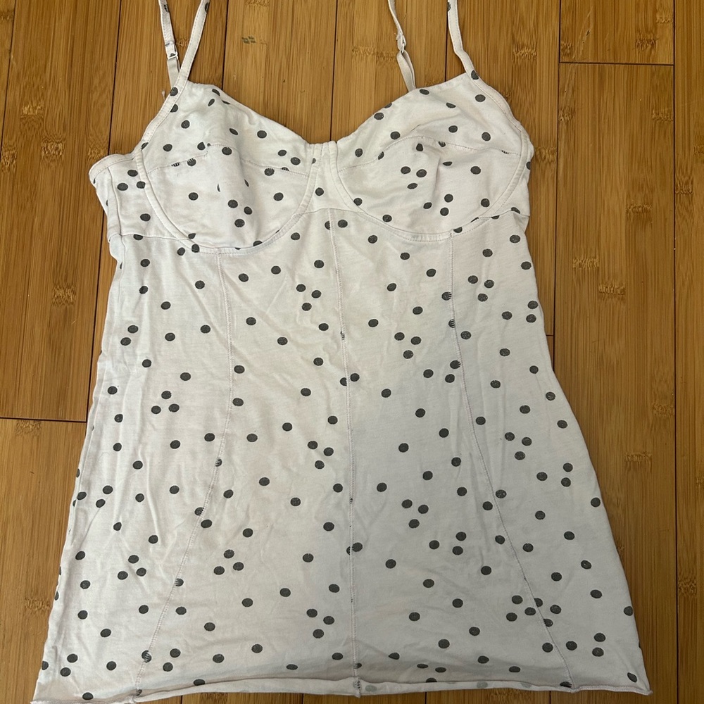Aritzia Wilfred Light Pink Top with Charcoal Dots